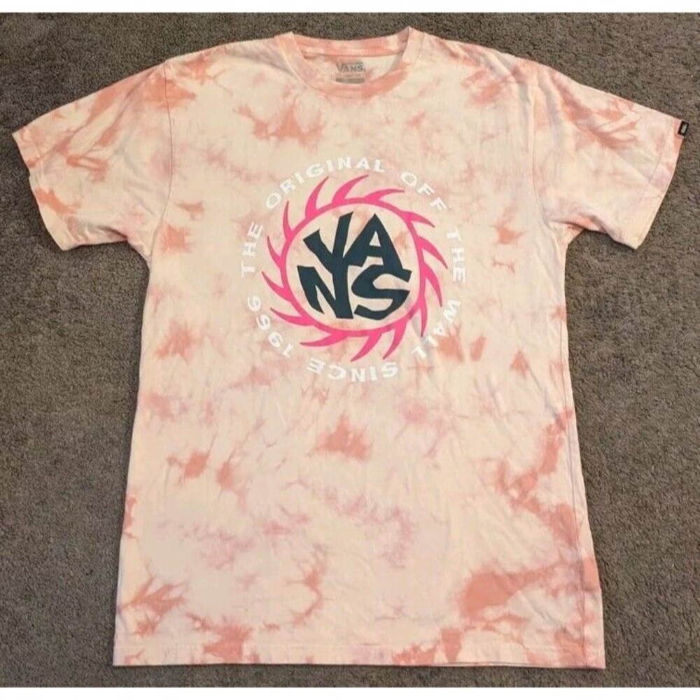Men's Vans Off The Wall Summer Camp Tie Dye Rose Pink T-Shirt Medium
